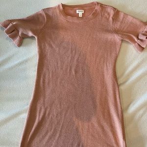 Gymboree youth girl size 7/8 rose gold sparkle sweater dress EUC